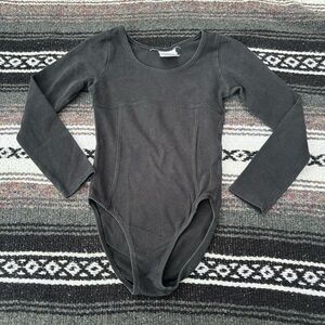 VINTAGE SIMPLY BASIC BLACK LONG SLEEVE BALLET LEOTARD SIZE 7/8 MEDIUM